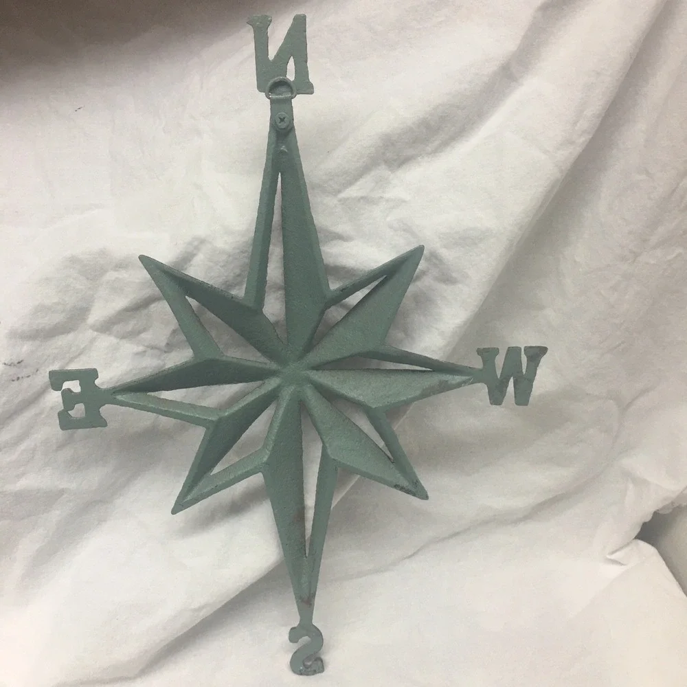 Iron Metal Mariner's Compass Rose Star Wall Decor Nautical Hanging Decor 15